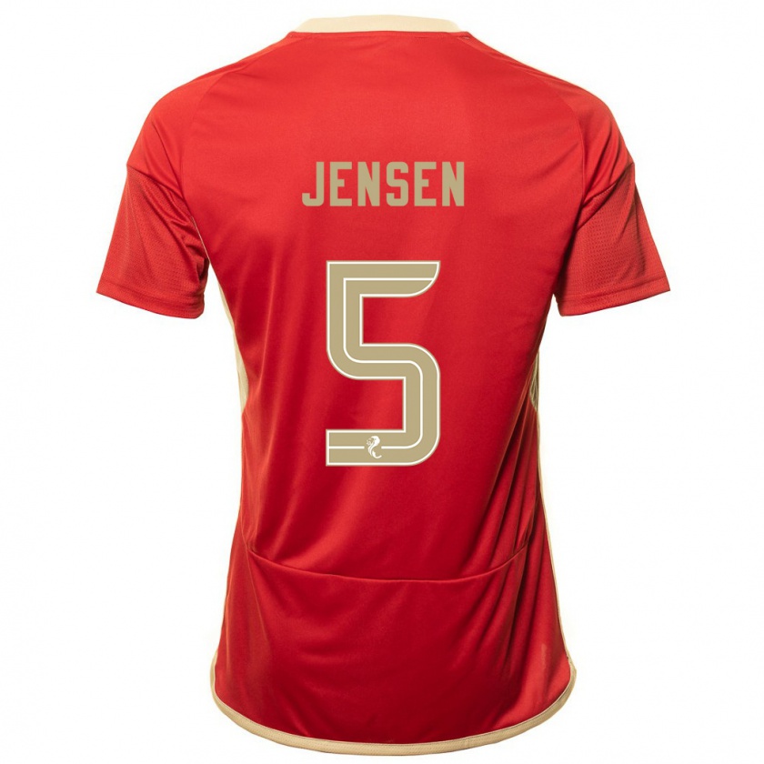 Kandiny Bambino Maglia Richard Jensen #5 Rosso Kit Gara Home 2023/24 Maglietta