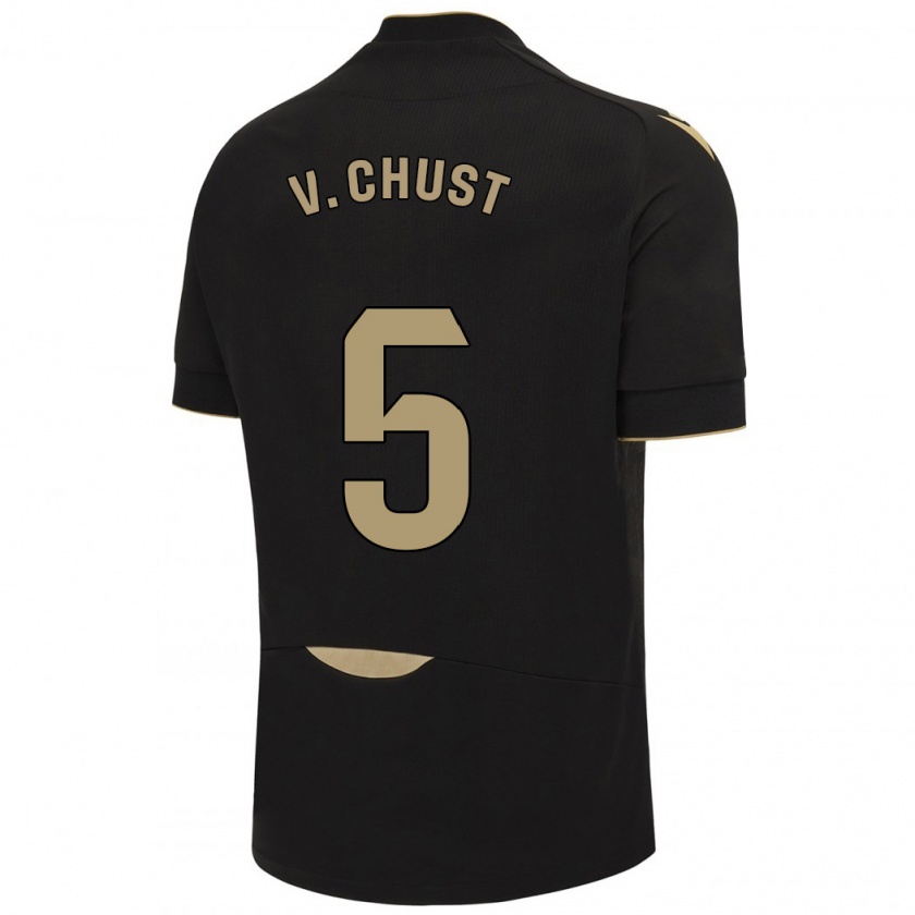 Kandiny Kinder Víctor Chust #5 Schwarz Auswärtstrikot Trikot 2023/24 T-Shirt Österreich