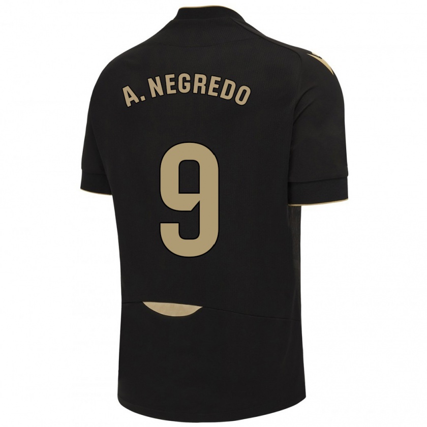 Kandiny Niño Camiseta Álvaro Negredo #9 Negro 2ª Equipación 2023/24 La Camisa México