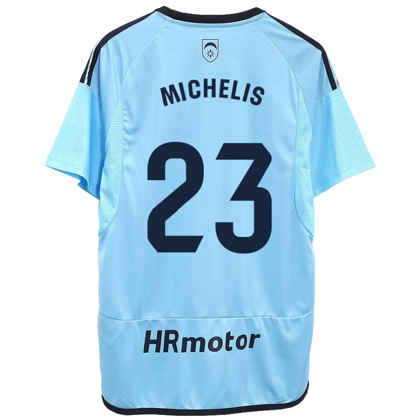 Kandiny Bambino Maglia Nikolaos Michelis #23 Blu Kit Gara Away 2023/24 Maglietta