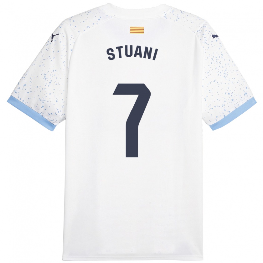 Kandiny Bambino Maglia Cristhian Stuani #7 Bianco Kit Gara Away 2023/24 Maglietta