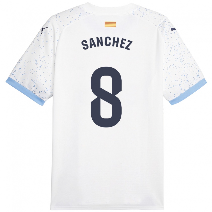 Kandiny Bambino Maglia Miguel Ángel Sánchez #8 Bianco Kit Gara Away 2023/24 Maglietta