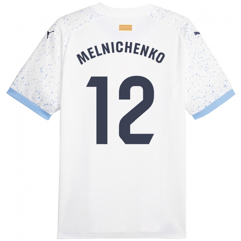 Kandiny Niño Camiseta Dmytro Melnichenko #12 Blanco 2ª Equipación 2023/24 La Camisa