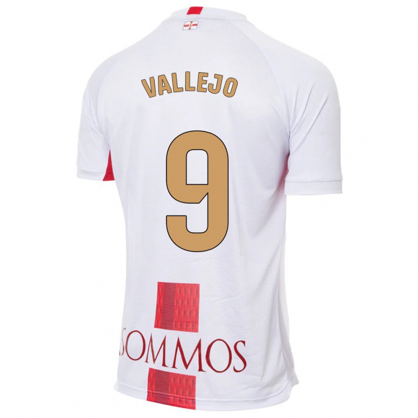 Kandiny Bambino Maglia Hugo Vallejo #9 Bianco Kit Gara Away 2023/24 Maglietta