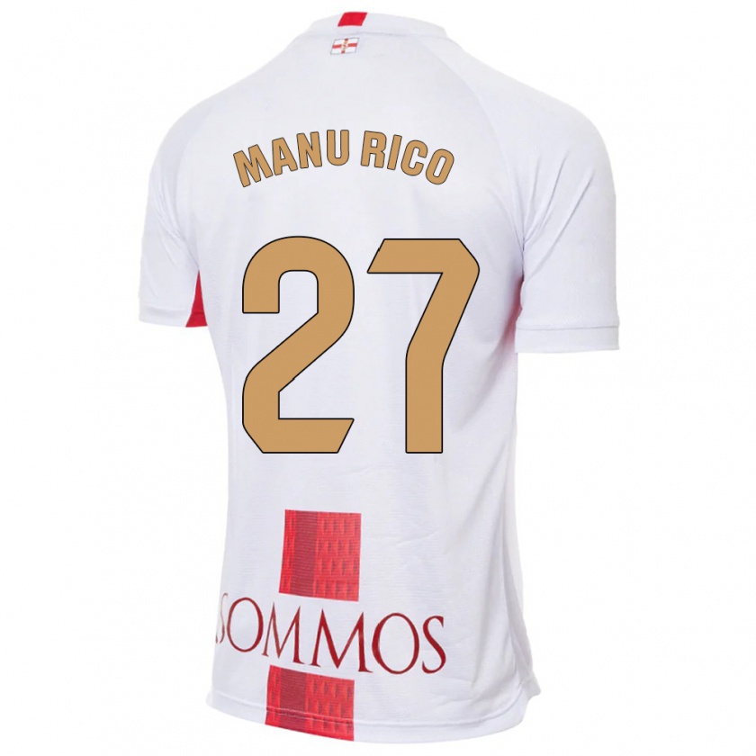 Kandiny Bambino Maglia Manu Rico #27 Bianco Kit Gara Away 2023/24 Maglietta