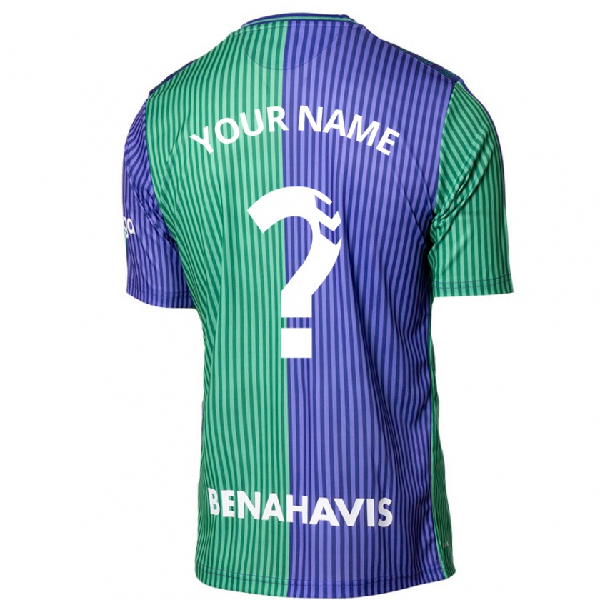 Kandiny Bambino Maglia Il Tuo Nome #0 Verde Blu Kit Gara Away 2023/24 Maglietta