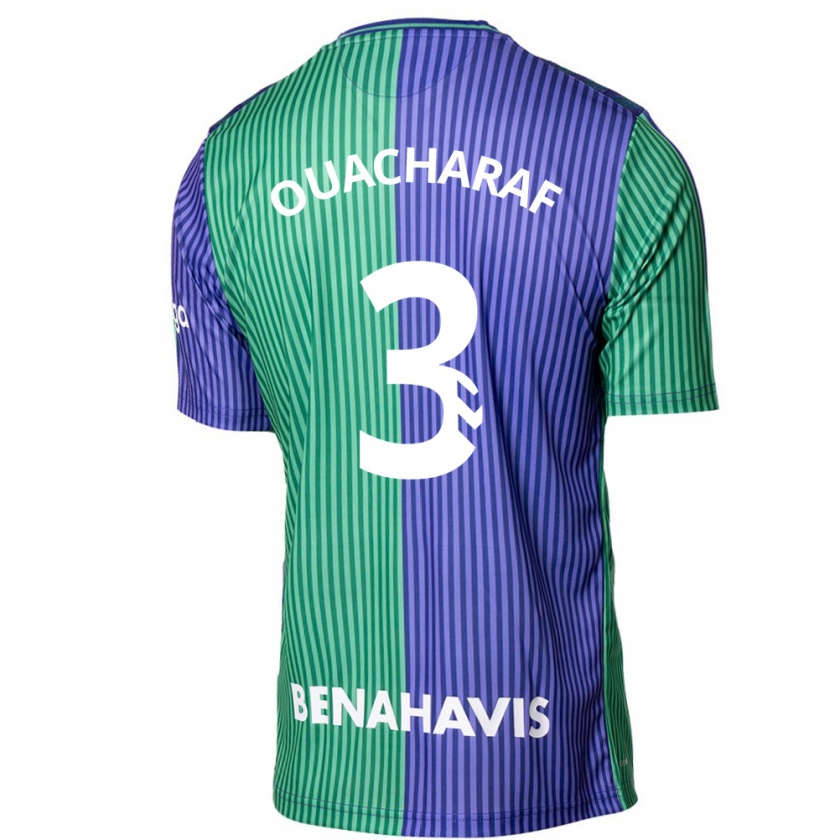 Kandiny Bambino Maglia Bilal Ouacharaf #3 Verde Blu Kit Gara Away 2023/24 Maglietta