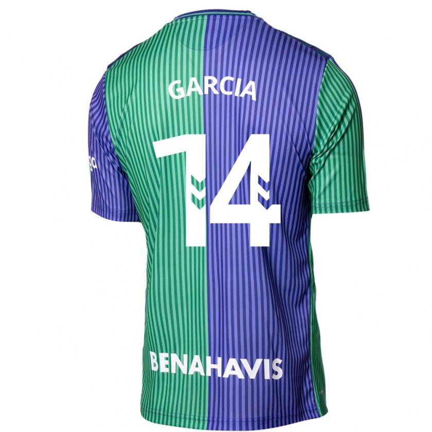 Kandiny Bambino Maglia Víctor García #14 Verde Blu Kit Gara Away 2023/24 Maglietta