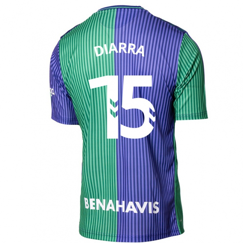 Kandiny Bambino Maglia Moussa Diarra #15 Verde Blu Kit Gara Away 2023/24 Maglietta