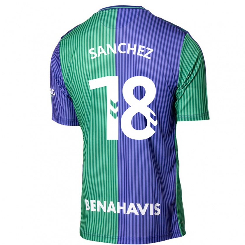 Kandiny Bambino Maglia Dani Sánchez #18 Verde Blu Kit Gara Away 2023/24 Maglietta