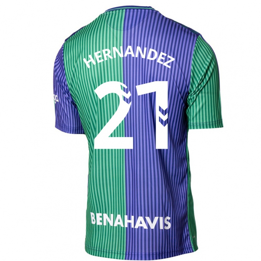 Kandiny Kinderen Juan Hernández #21 Groen Blauw Uitshirt Uittenue 2023/24 T-Shirt België