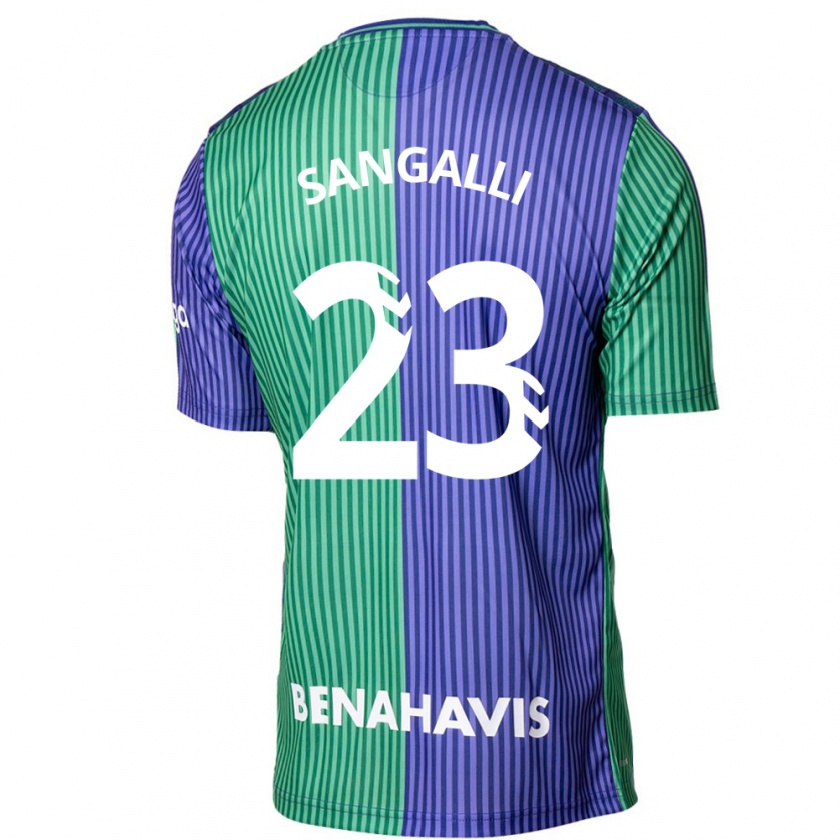 Kandiny Bambino Maglia Luca Sangalli #23 Verde Blu Kit Gara Away 2023/24 Maglietta