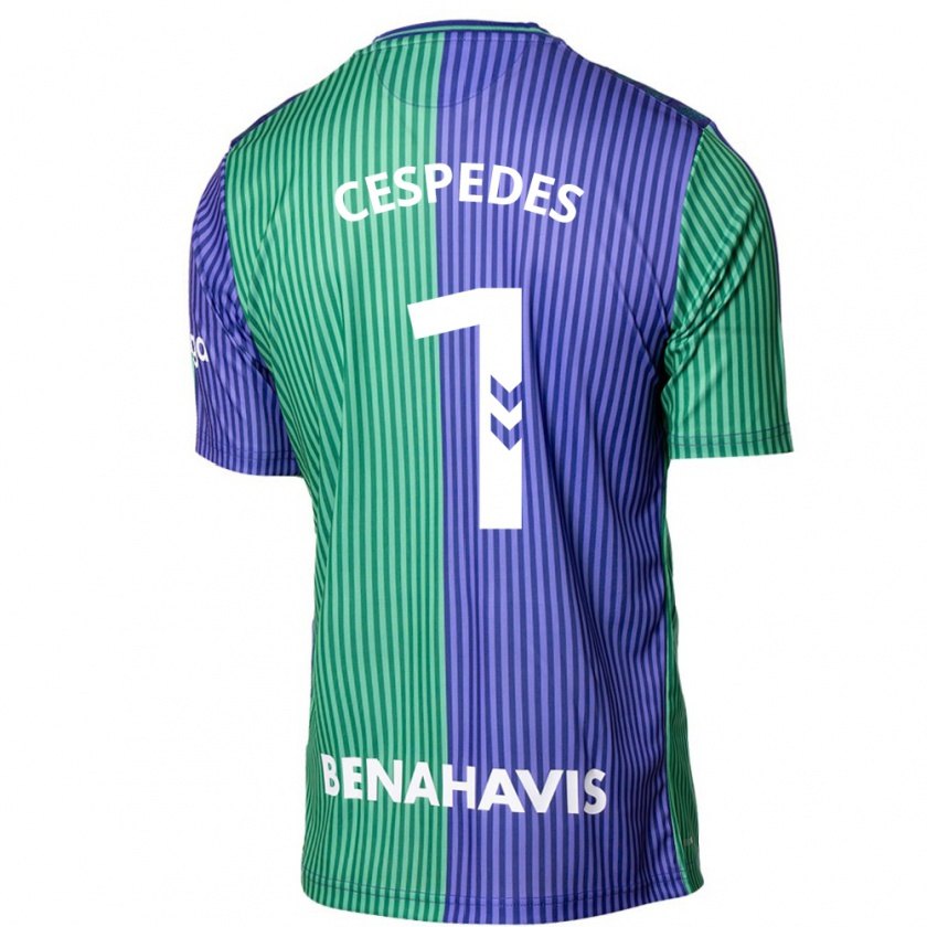 Kandiny Bambino Maglia Andrés Céspedes #1 Verde Blu Kit Gara Away 2023/24 Maglietta