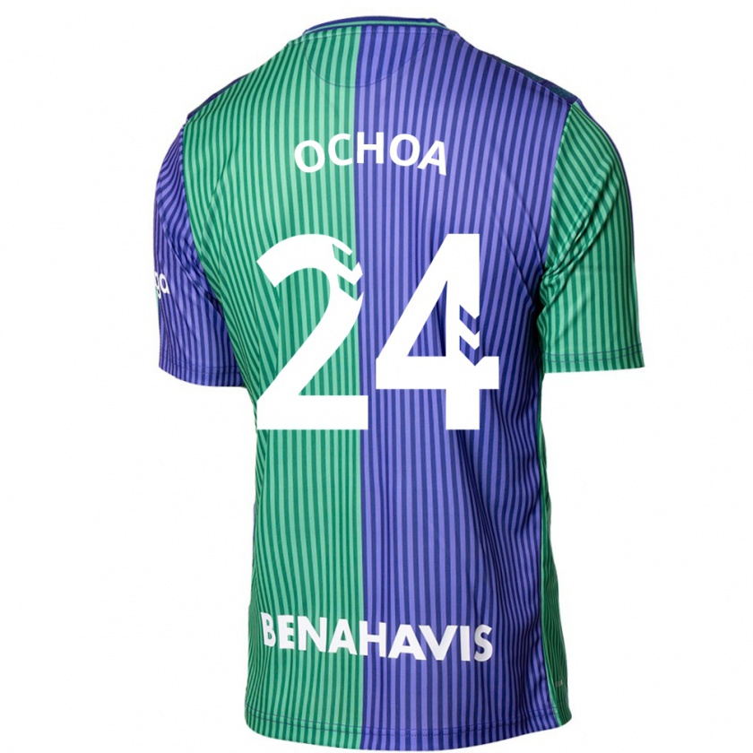 Kandiny Niño Camiseta Aarón Ochoa #24 Verde Azul 2ª Equipación 2023/24 La Camisa México