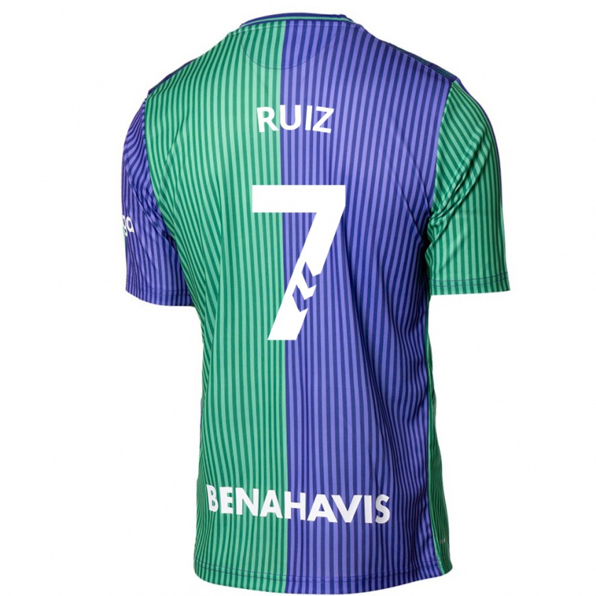 Kandiny Bambino Maglia María Ruiz #7 Verde Blu Kit Gara Away 2023/24 Maglietta