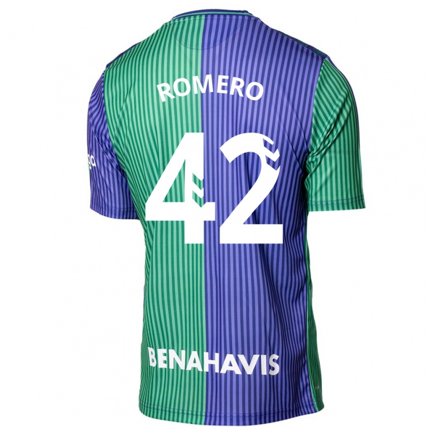 Kandiny Bambino Maglia Andrea Romero #42 Verde Blu Kit Gara Away 2023/24 Maglietta