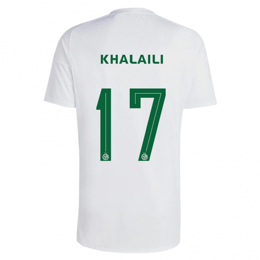 Kandiny Bambino Maglia Iyad Khalaili #17 Verde Blu Kit Gara Away 2023/24 Maglietta