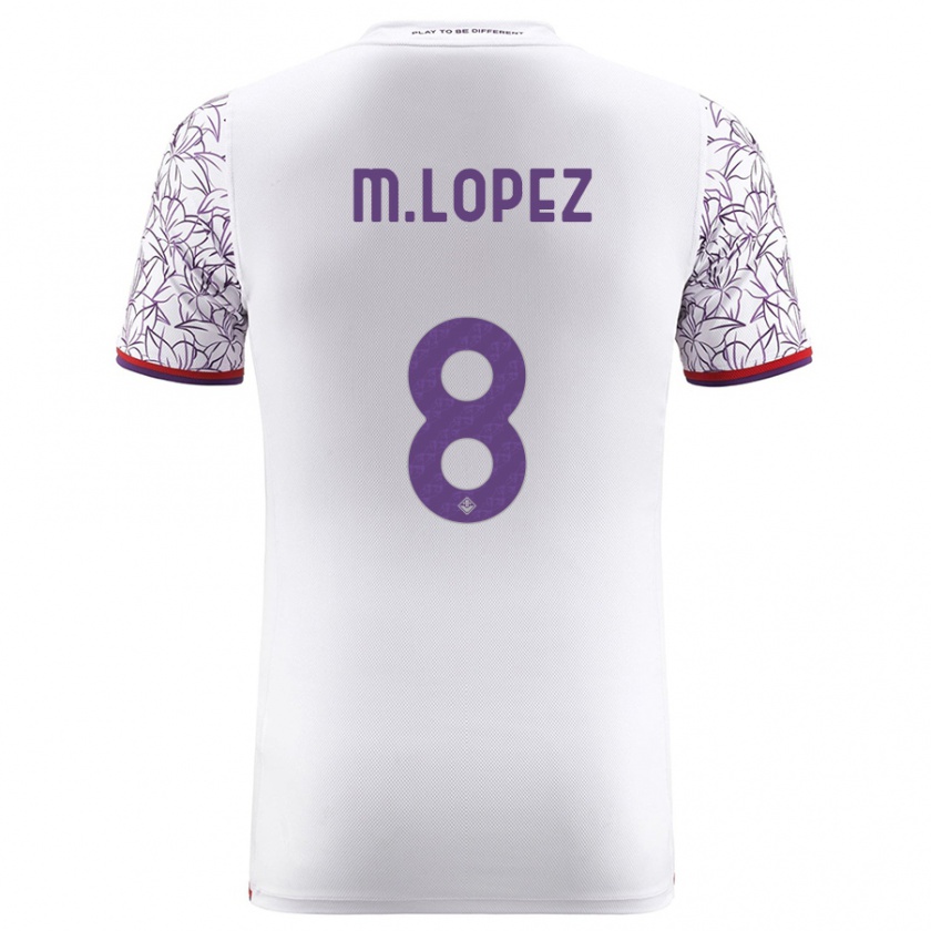 Kandiny Bambino Maglia Maxime López #8 Bianco Kit Gara Away 2023/24 Maglietta