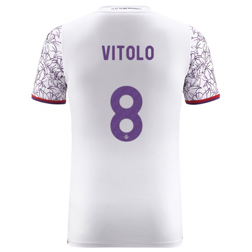 Kandiny Kinder Federico Vitolo #8 Weiß Auswärtstrikot Trikot 2023/24 T-Shirt Österreich