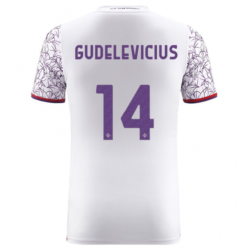 Kandiny Kinderen Ernestas Gudelevicius #14 Wit Uitshirt Uittenue 2023/24 T-Shirt België