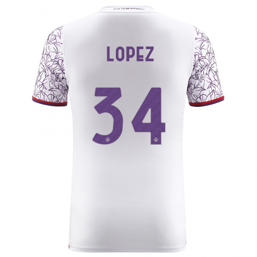 Kandiny Kinderen Lucas López #34 Wit Uitshirt Uittenue 2023/24 T-Shirt België