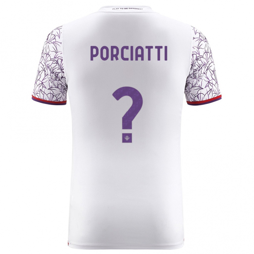 Kandiny Bambino Maglia Filippo Porciatti #0 Bianco Kit Gara Away 2023/24 Maglietta