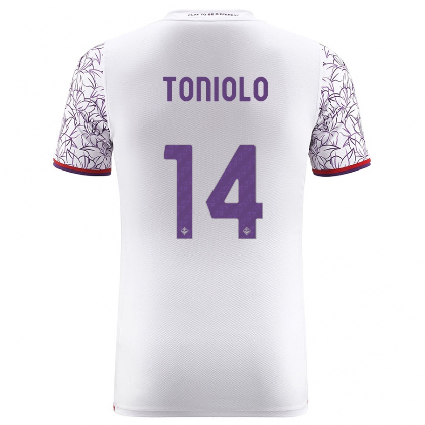 Kandiny Bambino Maglia Martina Toniolo #14 Bianco Kit Gara Away 2023/24 Maglietta