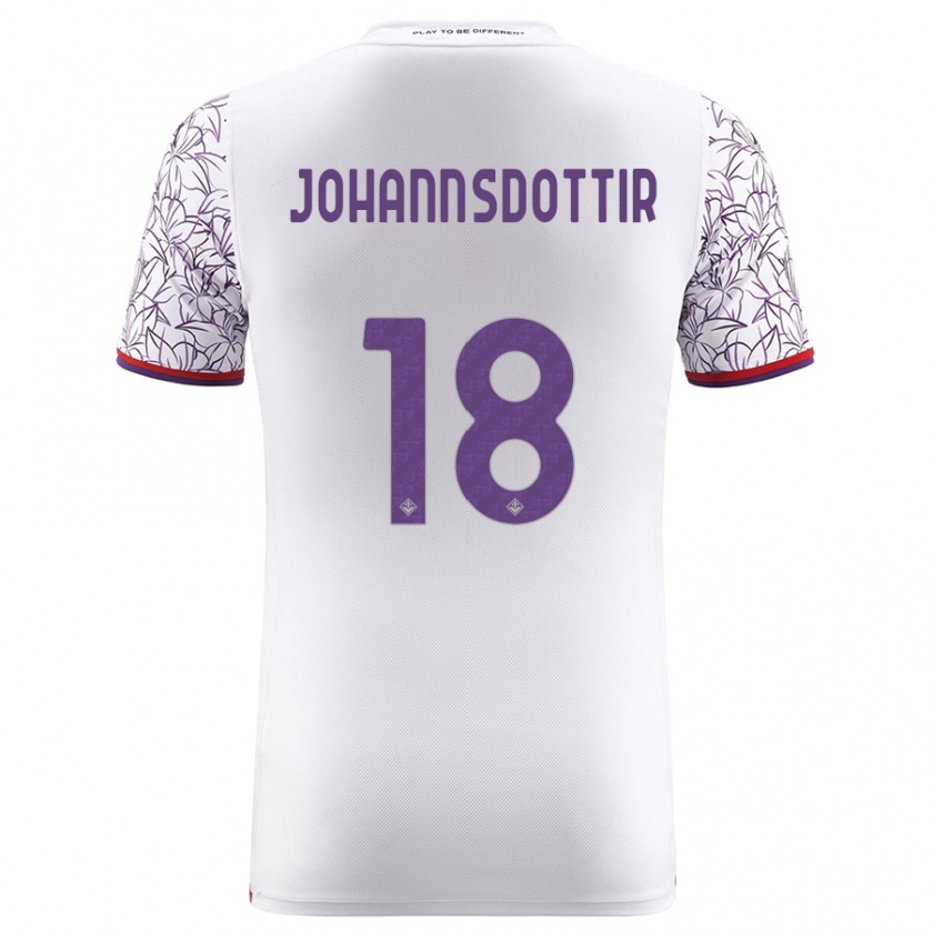 Kandiny Kinderen Alexandra Jóhannsdóttir #18 Wit Uitshirt Uittenue 2023/24 T-Shirt België