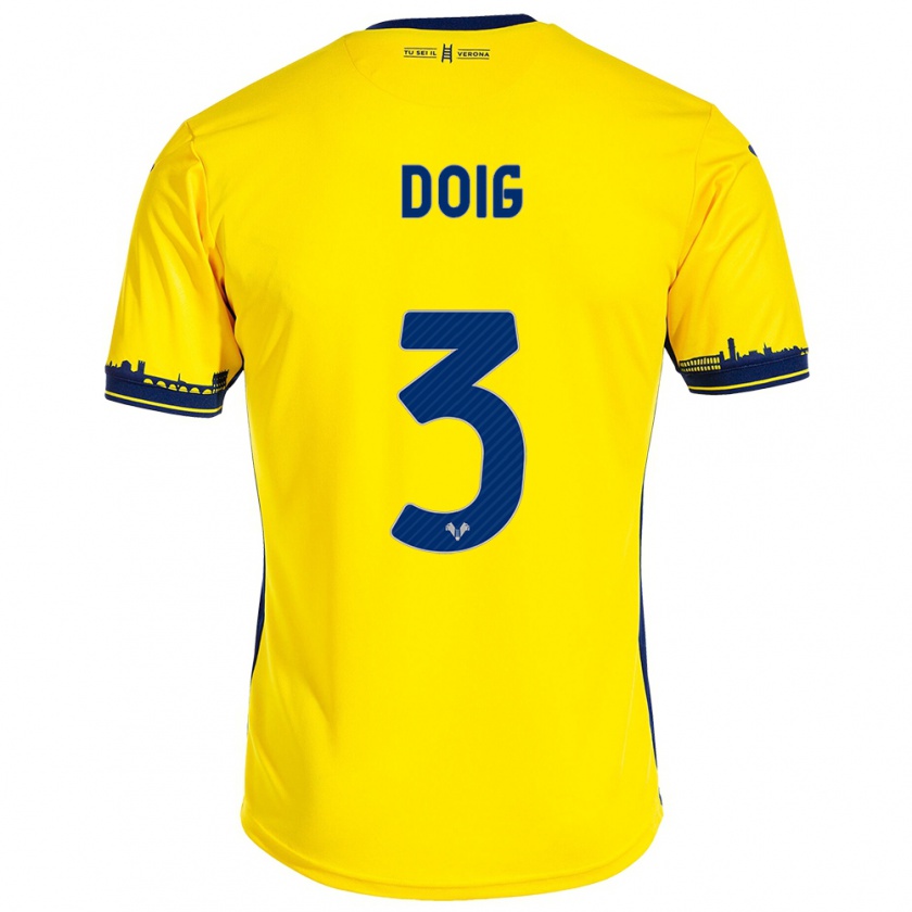 Kandiny Bambino Maglia Josh Doig #3 Giallo Kit Gara Away 2023/24 Maglietta