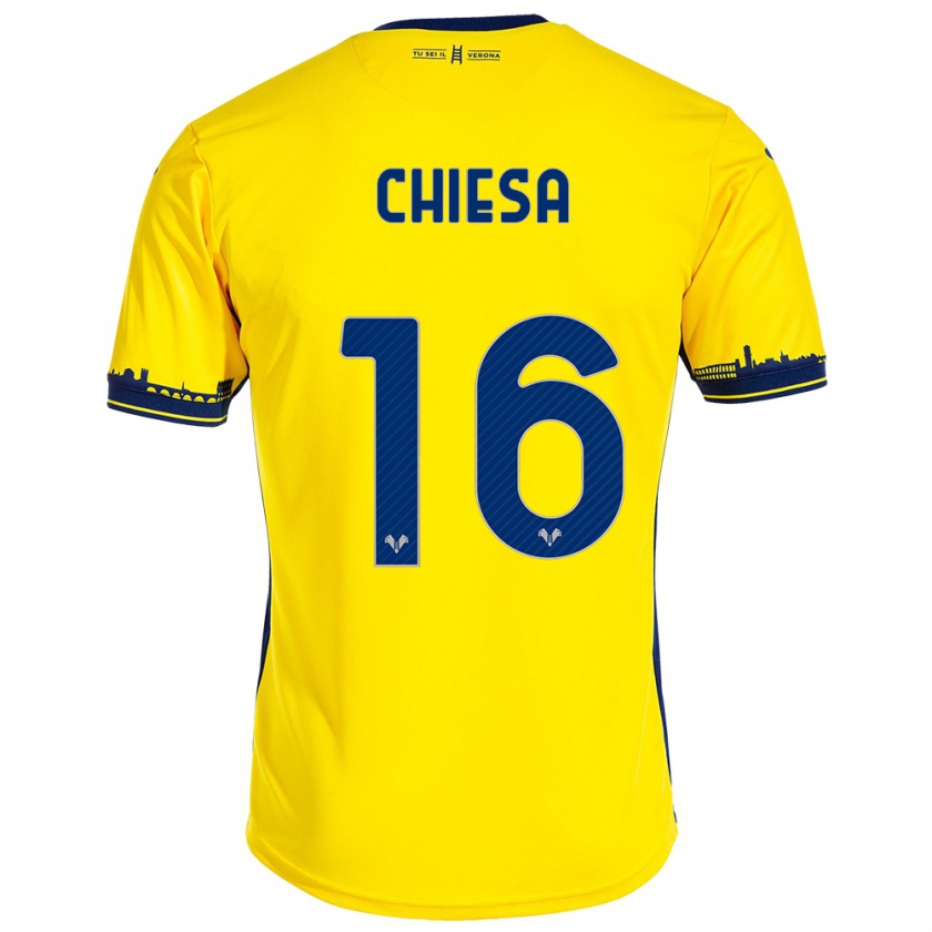 Kandiny Bambino Maglia Mattia Chiesa #16 Giallo Kit Gara Away 2023/24 Maglietta