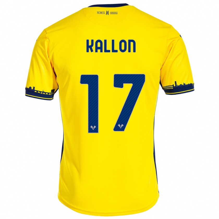 Kandiny Bambino Maglia Yayah Kallon #17 Giallo Kit Gara Away 2023/24 Maglietta