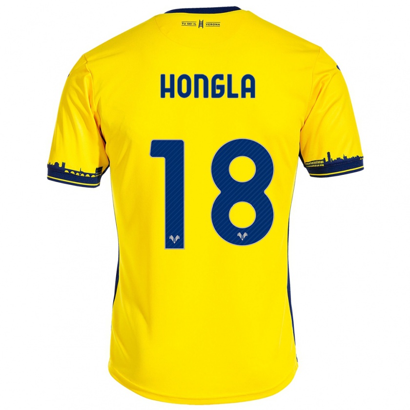 Kandiny Kinder Martin Hongla #18 Gelb Auswärtstrikot Trikot 2023/24 T-Shirt Österreich