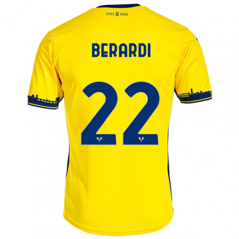 Kandiny Bambino Maglia Alessandro Berardi #22 Giallo Kit Gara Away 2023/24 Maglietta