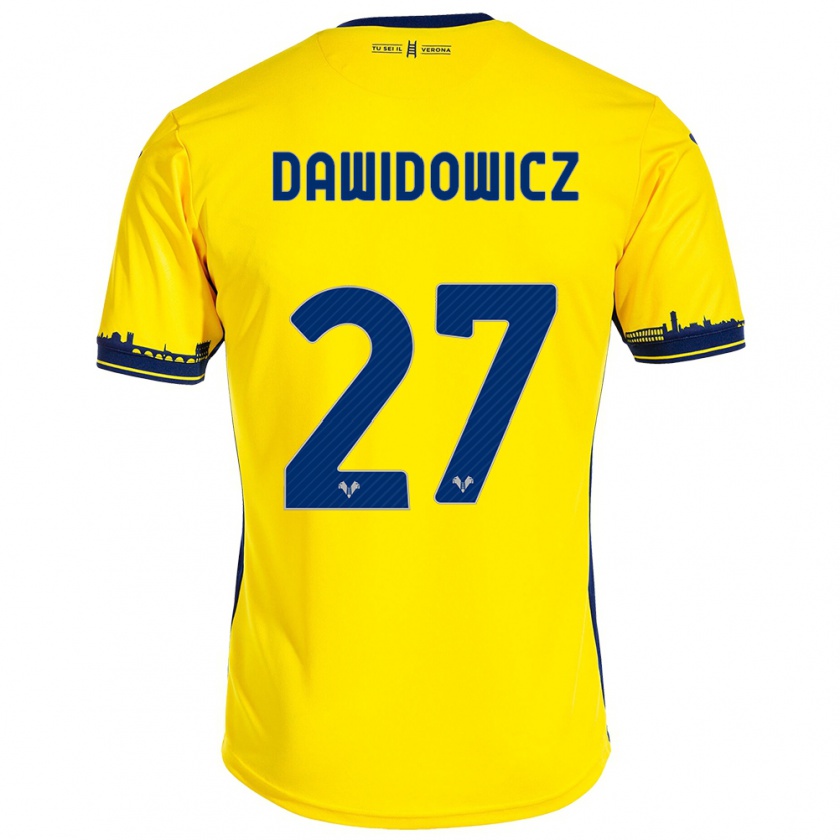 Kandiny Kinder Pawel Dawidowicz #27 Gelb Auswärtstrikot Trikot 2023/24 T-Shirt Österreich