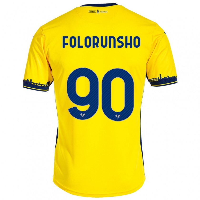 Kandiny Bambino Maglia Michael Folorunsho #90 Giallo Kit Gara Away 2023/24 Maglietta