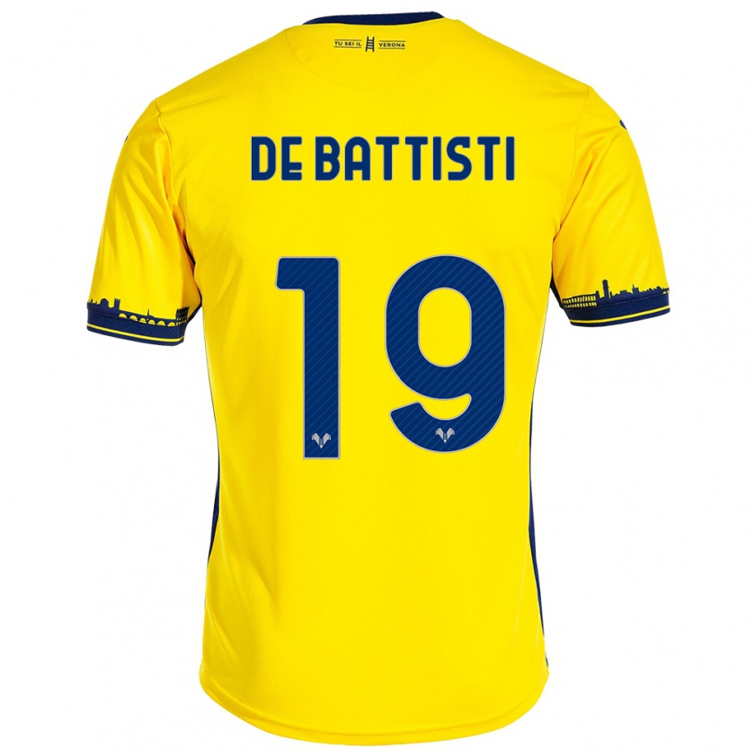 Kandiny Kinderen Davide De Battisti #19 Geel Uitshirt Uittenue 2023/24 T-Shirt België