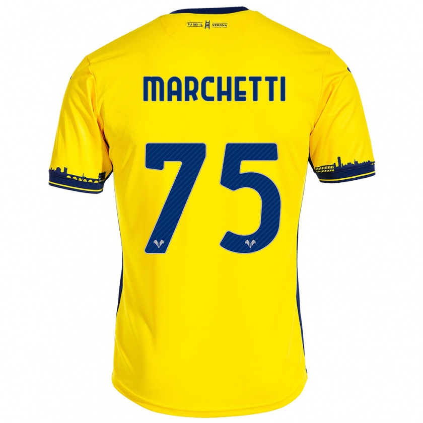 Kandiny Bambino Maglia Nicolò Marchetti #75 Giallo Kit Gara Away 2023/24 Maglietta