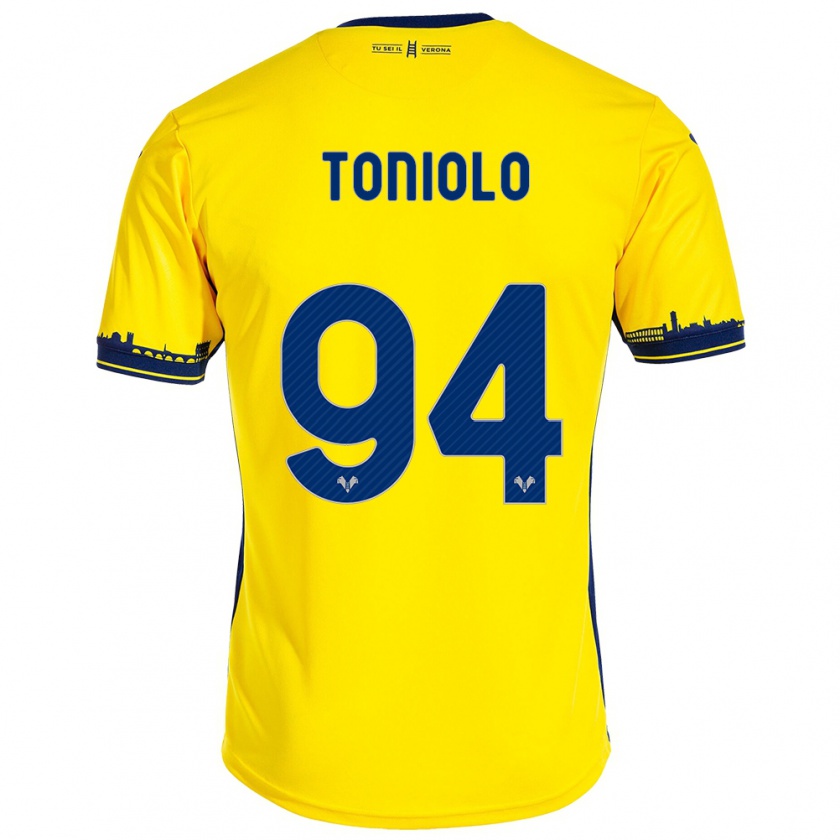 Kandiny Kinder Giacomo Toniolo #94 Gelb Auswärtstrikot Trikot 2023/24 T-Shirt Österreich