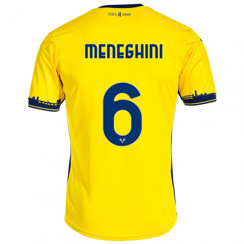 Kandiny Bambino Maglia Sofia Meneghini #6 Giallo Kit Gara Away 2023/24 Maglietta