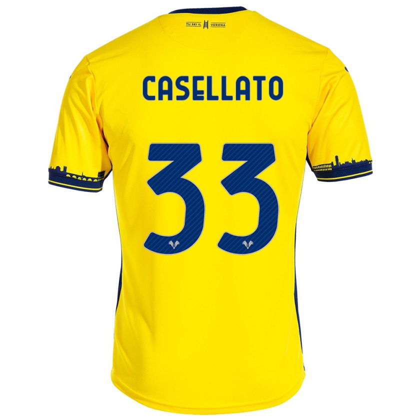 Kandiny Bambino Maglia Elisa Casellato #33 Giallo Kit Gara Away 2023/24 Maglietta