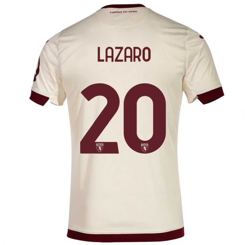 Kandiny Bambino Maglia Valentino Lazaro #20 Champagne Kit Gara Away 2023/24 Maglietta