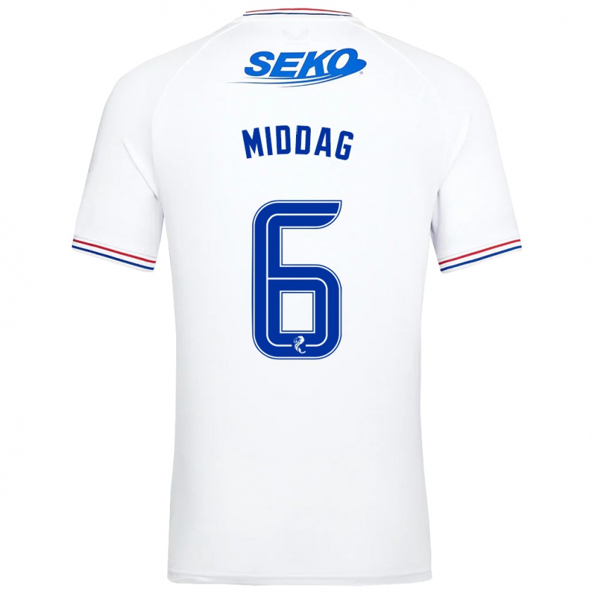 Kandiny Bambino Maglia Tessel Middag #6 Bianco Kit Gara Away 2023/24 Maglietta