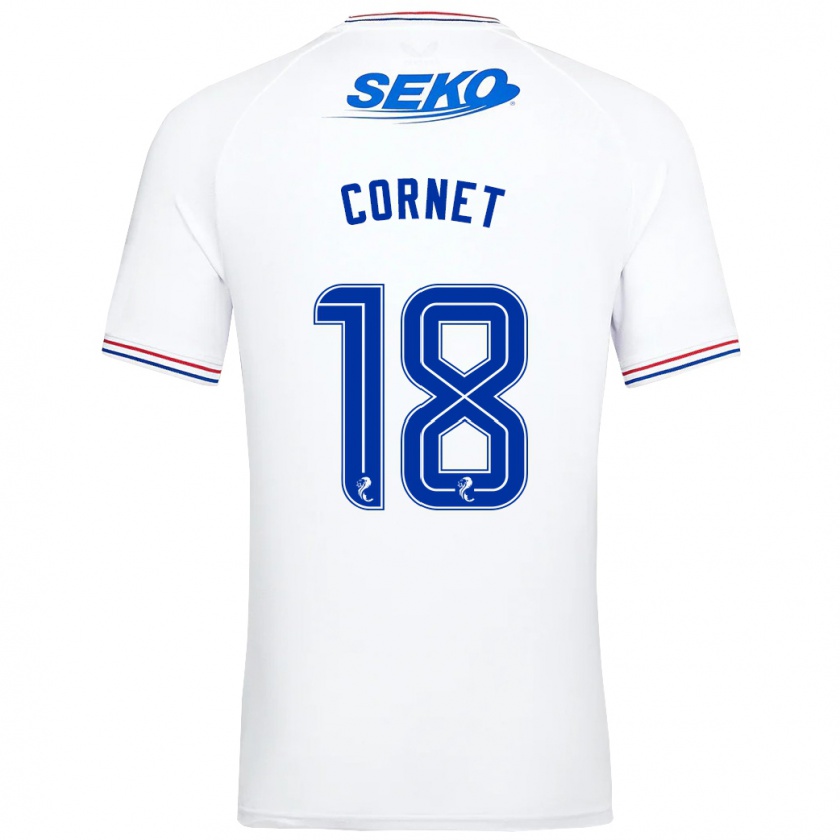 Kandiny Bambino Maglia Chelsea Cornet #18 Bianco Kit Gara Away 2023/24 Maglietta