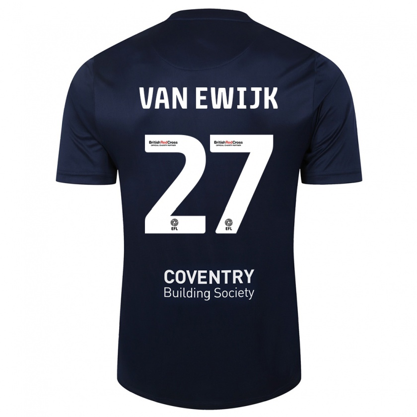 Kandiny Niño Camiseta Milan Van Ewijk #27 Rojo Azul Marino 2ª Equipación 2023/24 La Camisa