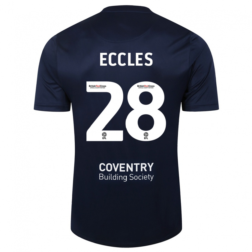 Kandiny Niño Camiseta Josh Eccles #28 Rojo Azul Marino 2ª Equipación 2023/24 La Camisa