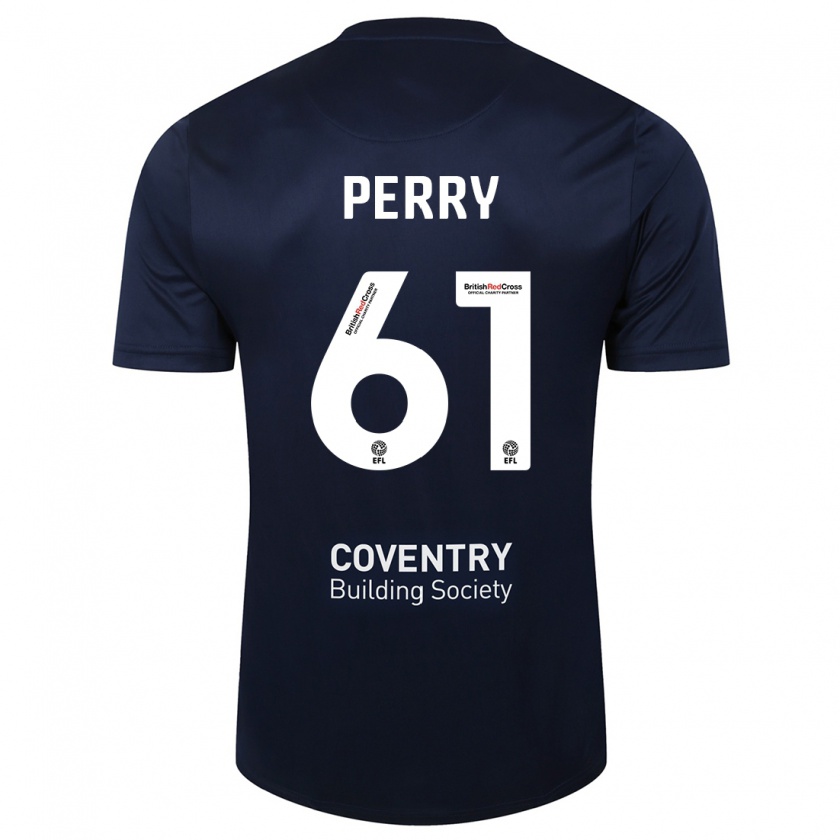 Kandiny Kinder Callum Perry #61 Rote Marine Auswärtstrikot Trikot 2023/24 T-Shirt Österreich