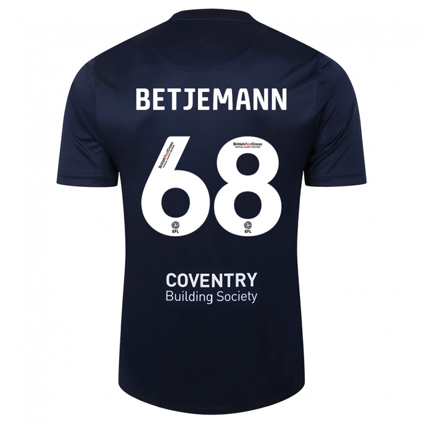 Kandiny Niño Camiseta Elliot Betjemann #68 Rojo Azul Marino 2ª Equipación 2023/24 La Camisa