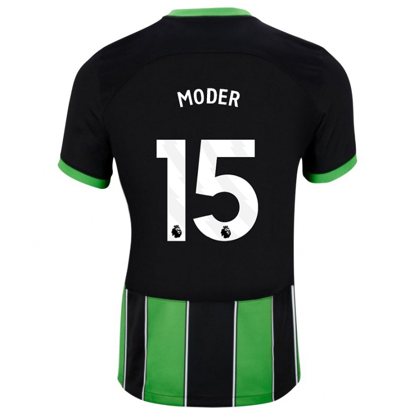 Kandiny Kinder Jakub Moder #15 Schwarz Grün Auswärtstrikot Trikot 2023/24 T-Shirt Österreich