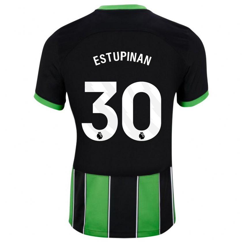 Kandiny Niño Camiseta Pervis Estupiñán #30 Verde Negro 2ª Equipación 2023/24 La Camisa