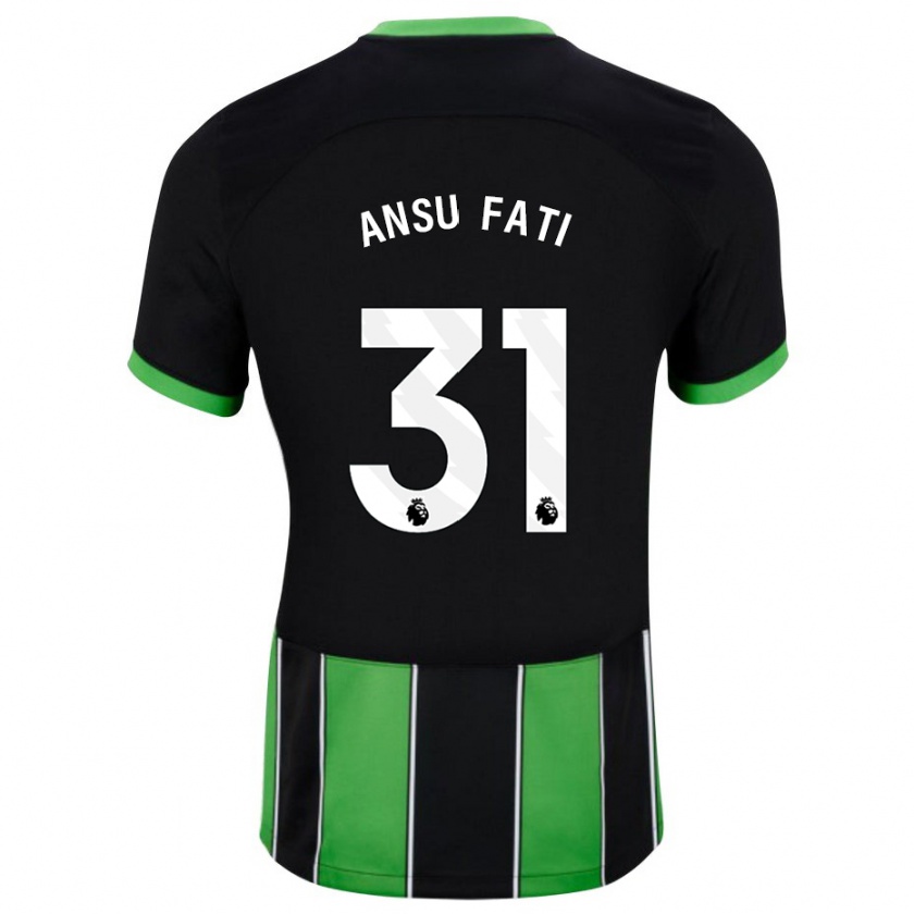 Kandiny Bambino Maglia Ansu Fati #31 Nero Verde Kit Gara Away 2023/24 Maglietta